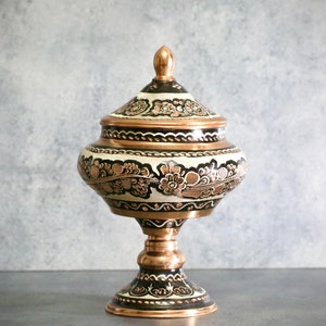 Copper Candy Bowl, Traditional Turkish Delight Bowl With Lid image 1