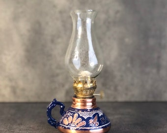 Handmade Copper Oil Lamp: Vintage Turkish Kerosene Lantern