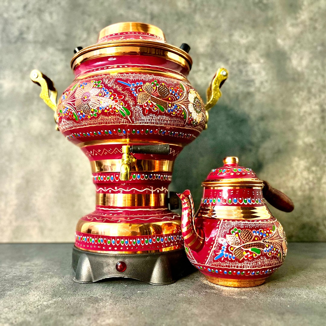 Samver Tea Handmade Copper Electric Samovar Tea Maker: Engraved Turkish Design - Etsy
