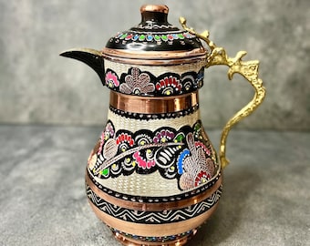 手作りのトルコ製銅製水差し：花柄の蓋付き水差し - Etsy 日本