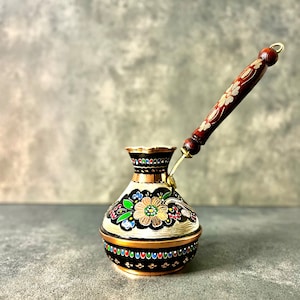 Engraved Copper Turkish Coffee Pot: Stovetop Briki, Coffee Lover Gift