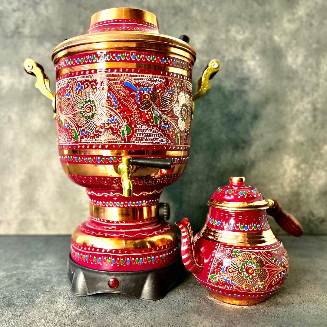 アンティーク サモワール 赤・金・黒 アンティーク サモワール 赤・金