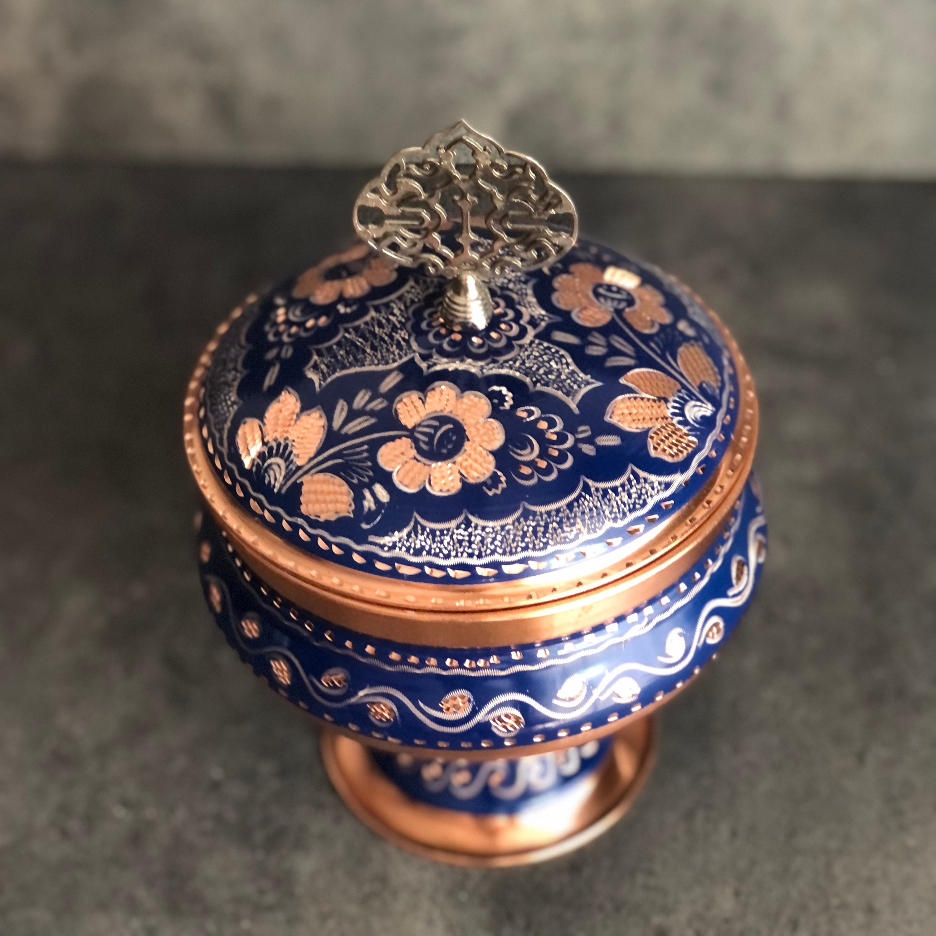 Copper Delight Bowl, Copper Sugar Bowl, Traditional Turkish Delight