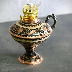 Decorative Vintage Oil Lamp, Copper Kerosene Lamp, Night Lamp