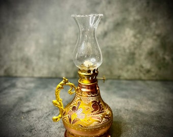 Luminária de óleo de cobre turca feita à mão: decoração vintage de lanterna de querosene
