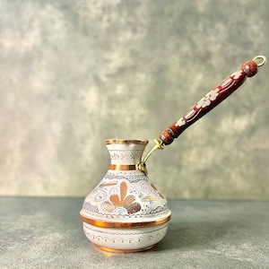 Engraved Copper Turkish Coffee Pot: Stovetop Briki, Coffee Lover Gift