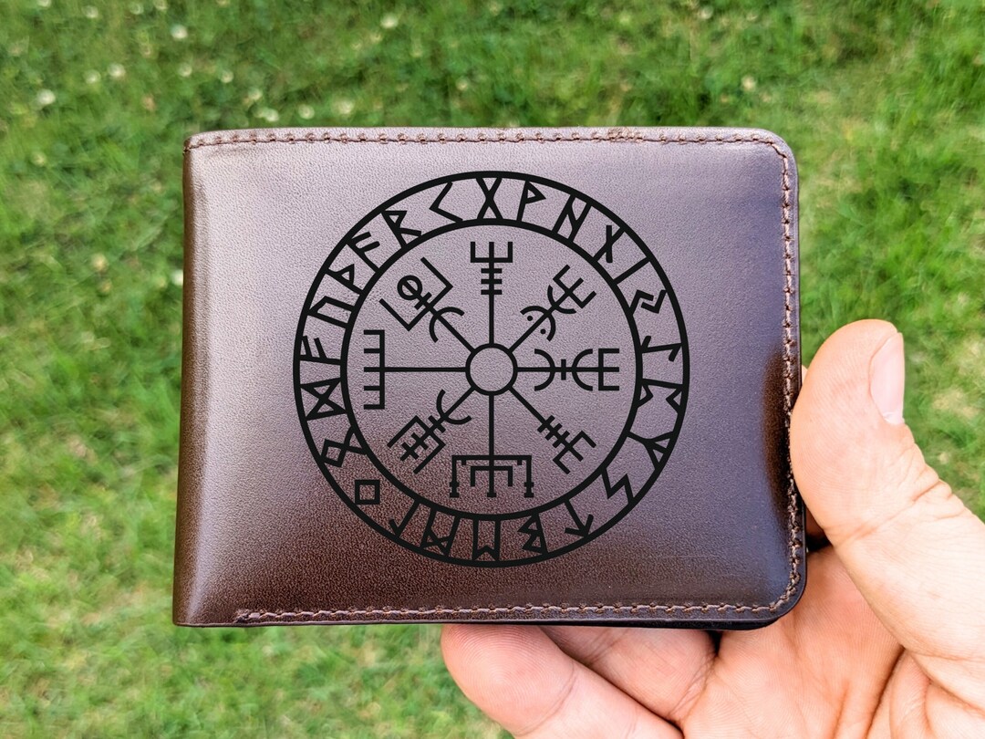 Vegvisir Wallet, Viking Gift for Men, Personalized Gift for Viking, Mens Leather Wallet