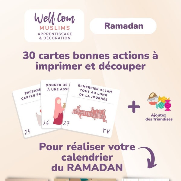 30 cartes de bonnes actions à découvrir chaque jour du Ramadan pour calendrier