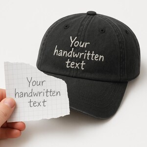 Bonnet pour papa brodé de mot manuscrit personnalisé, broderie de casquette d'écriture manuscrite de votre mot personnalisé, cadeau unique pour papa, maman, idées cadeaux personnalisées