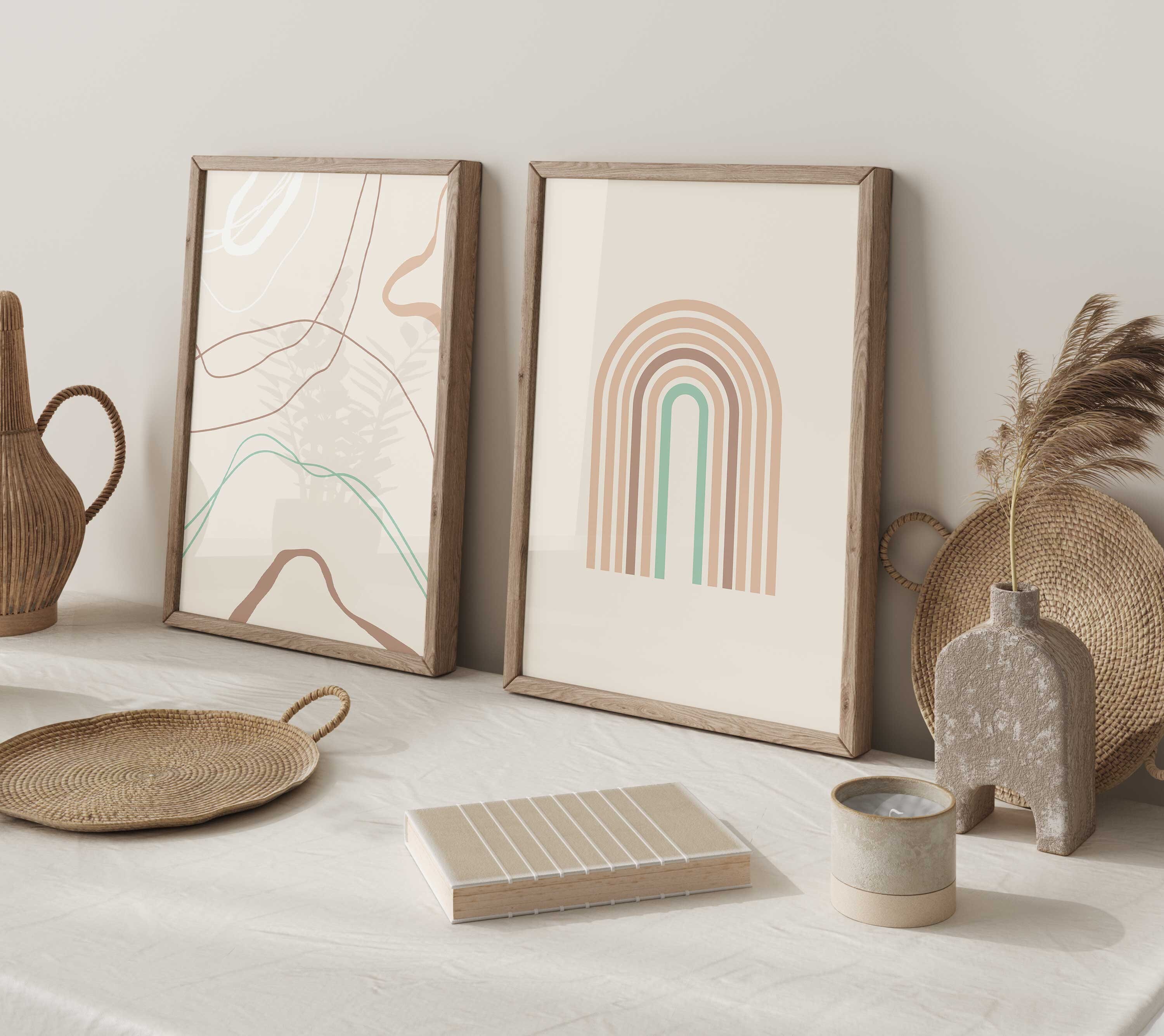 Boho Printable Wall Art Set of 3, Mid Century Modern Wall Art Prints ...