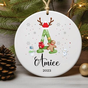 Personalized Letter Name Christmas Ornament | Keepsake Christmas Bauble Ornament | Monogram Ornament | Kids Christmas Gift | Family Keepsake
