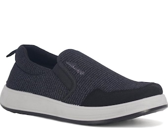 Moccasin Tricot Aqua Laceless Comfortable Men's Casual Shoes, Black, Slip-On Style Tarz3109