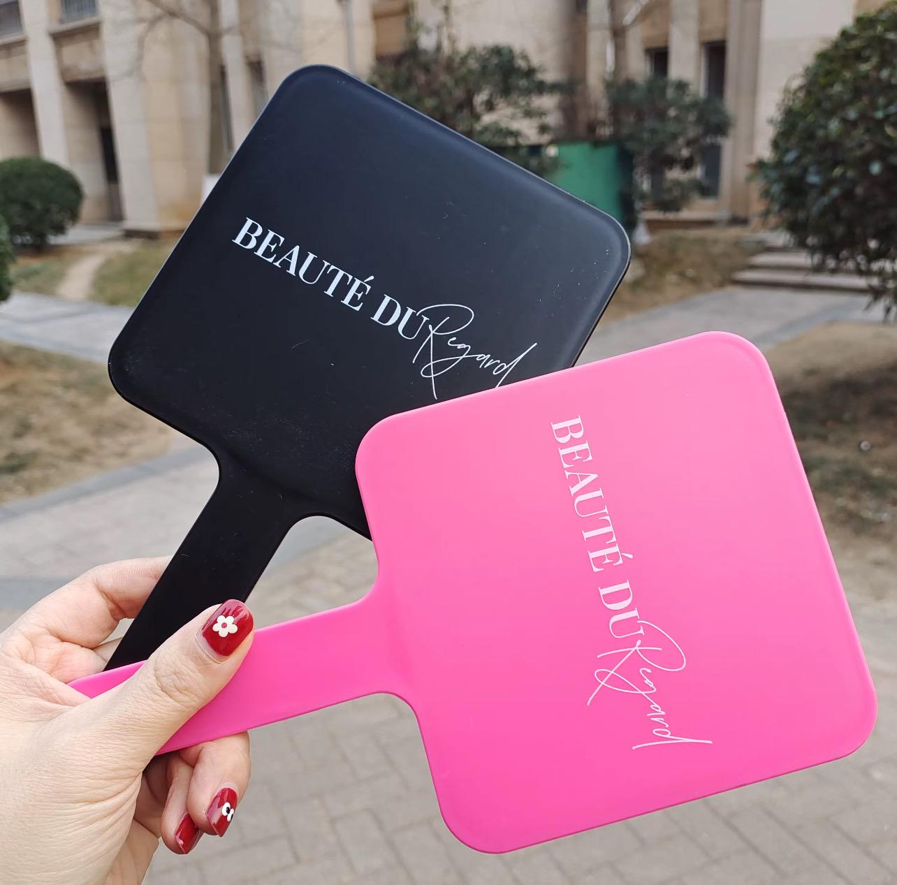 custom Logo Hand Mirror Personalized Salon Mirror for Lash PMU and Beauty Brands