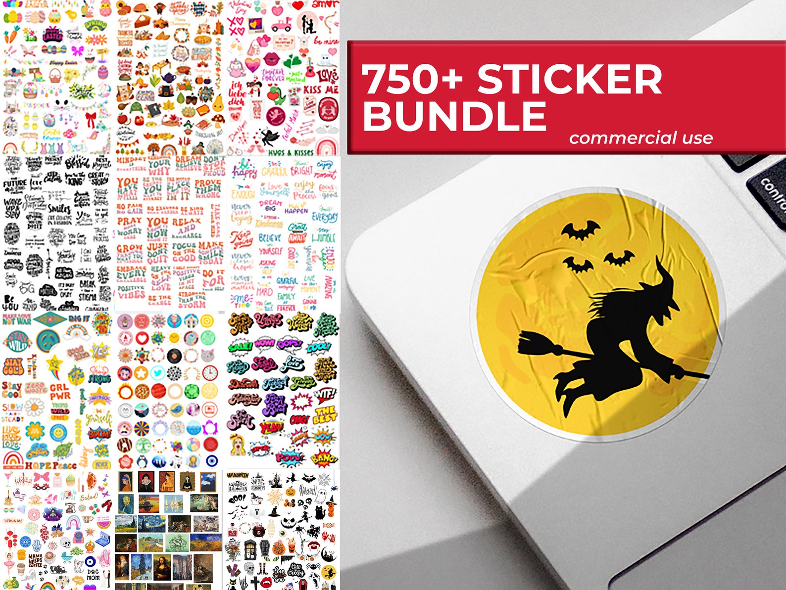 750 Stickers Bundle for Commercial Use Digital Stickers Pack Printable