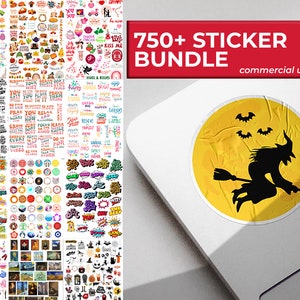750 stickersbundel Voor commercieel gebruik Digitaal stickerspakket Afdrukbare stickerset Afdrukbare stickers Cricut-stickers Vrij afbeelding 1