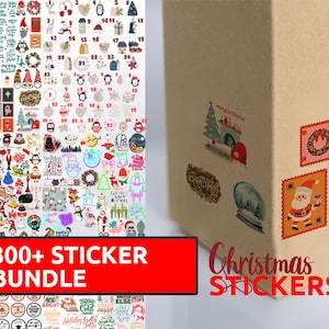 Plus de 300 autocollants de Noël | Pour usage commercial | Pack d'autocollants numériques | Ensemble d'autocollants imprimables | Stickers imprimables | Autocollants Cricut |