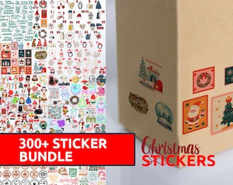 Bundel van 300+ kerststickers | Voor commercieel gebruik | Digitaal stickerspakket | Afdrukbare stickerset | Afdrukbare stickers | Cricut-stickers |