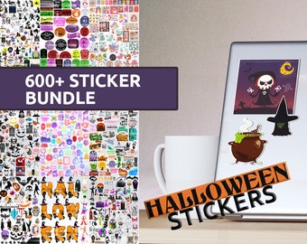 600+ Halloween-stickerbundel | Voor commercieel gebruik | Digitaal stickerspakket | Afdrukbare stickerset | Afdrukbare stickers | Cricut-stickers |