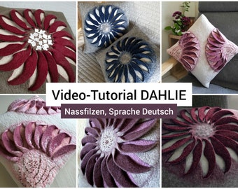 Video-Tutorial DEUTSCH, Videoanleitung, Filz-Videokurs, Nassfilzen, DIY-Filzanleitung, Schritt-für-Schritt Filzanleitung, gefilztes Kissen