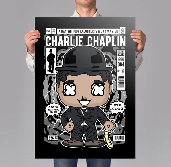 Flygtig rigdom Banke Charlie Chaplin Funko Pop Cartoon Rap T-shirt Poster - Etsy