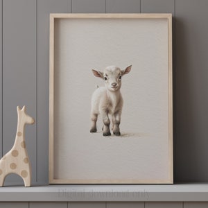 Baby Goat, Baby Kid, Farm Animal Watercolor Fine Art Print – Perfect for a Gender Neutral Nursery or Kids Room Decor, Digital Download