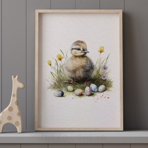 Easter Duckling Watercolor Fine Art Print – Perfect for a Babies Nursery or toddlers playroom, Perfect Baby Shower Gift, Farmyard Artwork