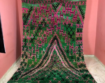 Grüner Beni Ourain Teppich, Authentischer Marokkanischer Teppich, Berber Teppich, Echter Wollteppich, Handgefertigter Teppich, Beni Ourain Stil, Tapis Berbere