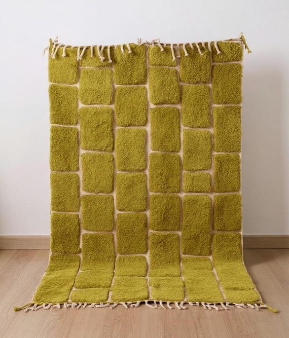 Berber moroccan checkered rug, amazing custom rug, boujaad morrocan rug, moss carpet, sheepskin handmade rug, abstract beni ourain rug