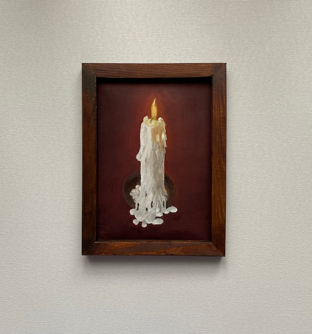 Candle Oil Painting Decorative Wall Art Fire Picture Home Etsy
