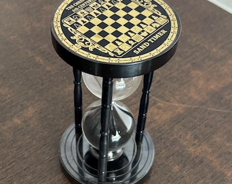Chess Design Brass Hourglass 7 Handmade Sand Timer | Boyfriend Gift | Vintage Desk & Home Decor
