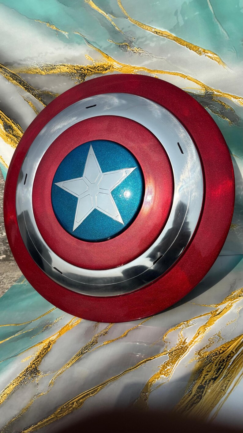 Captain America Shield Replica - Movie Style Metal Prop - Handmade Avengers Cosplay Shield - Superhero Wall Decor Gift for Marvel Fans image 2