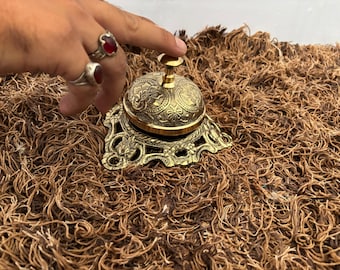 Vintage Brass Table Bell | Floral Design Reception Desk Service Bell | Classic Home Decor gift