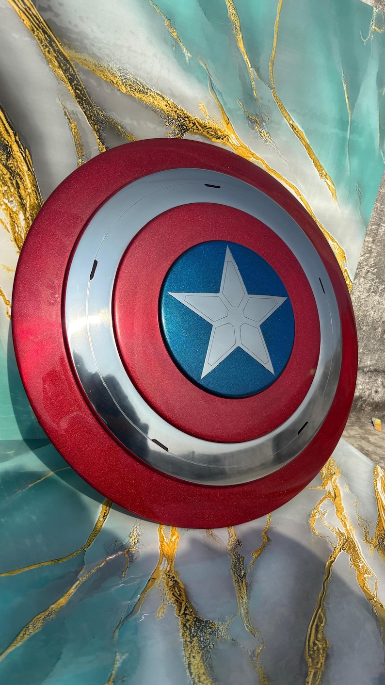 Captain America Shield Replica - Movie Style Metal Prop - Handmade Avengers Cosplay Shield - Superhero Wall Decor Gift for Marvel Fans image 1