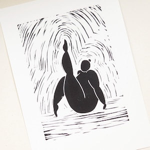 Original linocut print "Linocut Figures" // Handprinted // A4
