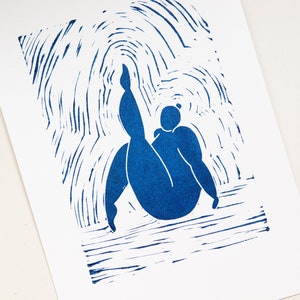 Original linocut print "Linocut Figures" // Handprinted // A4