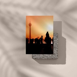 Düsseldorf Postal | Alemania Postal | Tarjeta Saludo| Postal Viaje | Decoración Alemania | Atardecer Tarjeta
