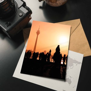 Carte postale de Düsseldorf, cadeau Allemagne, carte de vœux de Düsseldorf, cadeau coucher de soleil