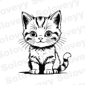 Kitten SVG & PNG, Cute Minimalist Cat Clipart, Baby Cat Vector, Simple Pet Silhouette, Sublimation Design, Cat Cut File