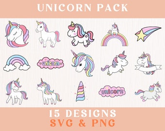 Unicorn SVG, Unicorn PNG, Unicorn SVG Pack, Unicorn Png Pack, Unicorn, Unicorn Digital Download, Svg Pack, Mystical svg, Unicorn party