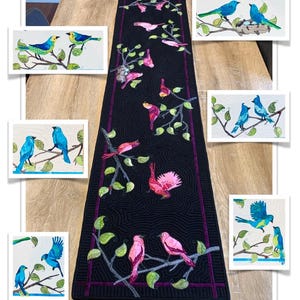 Quilted Bird Table Runner PDF Pattern: Raw Edge Appliqué