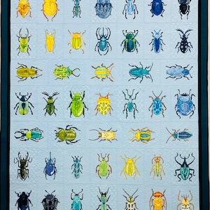 Beetle Quilt Pattern: 45 Raw-Edge Appliqué Beetles (PDF Pattern)