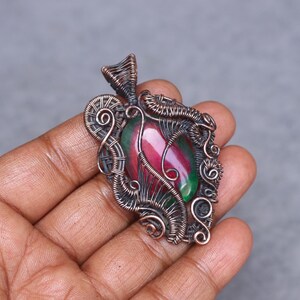 Unique Pink Tourmaline  Copper Wire Wrap Pendant Jewelry Boho Pendant Gemstone Pendant Christmas Gift Handmade Pendant Gift For Mother