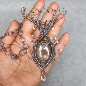 Labradorite Copper Wire Wrap Necklace: Boho Gemstone Pendant