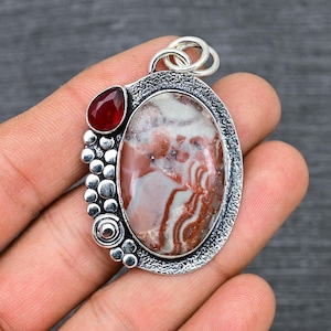 Laguna Lace Agate Pendant: 925 Sterling Silver Gemstone Jewelry
