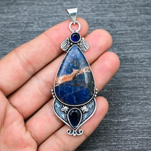 Elegant Blue Sodalite Gemstone 925 Starling Silver Pendant Jewelry Pendant Christmas Gift Pendant Oxidize Handwork Pendant Gift For Mother