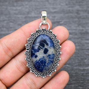 Fabulous Sodalite Moonstone Gemstone 925 Starling Silver Pendant Jewelry Pendant Christmas Gift Pendant Oxidize Handwork Pendant For Gift