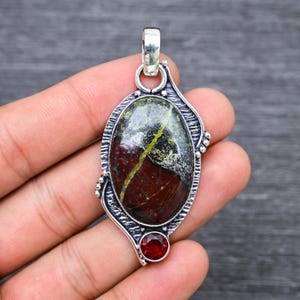 Fantastische Drachenblut Jaspis Edelstein Anhänger 925 Starling Silber Anhänger Feine Handgemachte Schmuck Geschenk Für Sie Weihnachtsgeschenk Boho Schmuck
