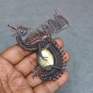 Labradorite Copper Wire Wrap Pendant: Boho Gemstone Jewelry
