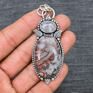 Laguna Lace Agate Pendant: 925 Sterling Silver Gemstone Jewelry