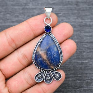 Elegant Blue Sodalite Gemstone 925 Starling Silver Pendant Jewelry Pendant Christmas Gift Pendant Oxidize Handwork Pendant Gift For Mother